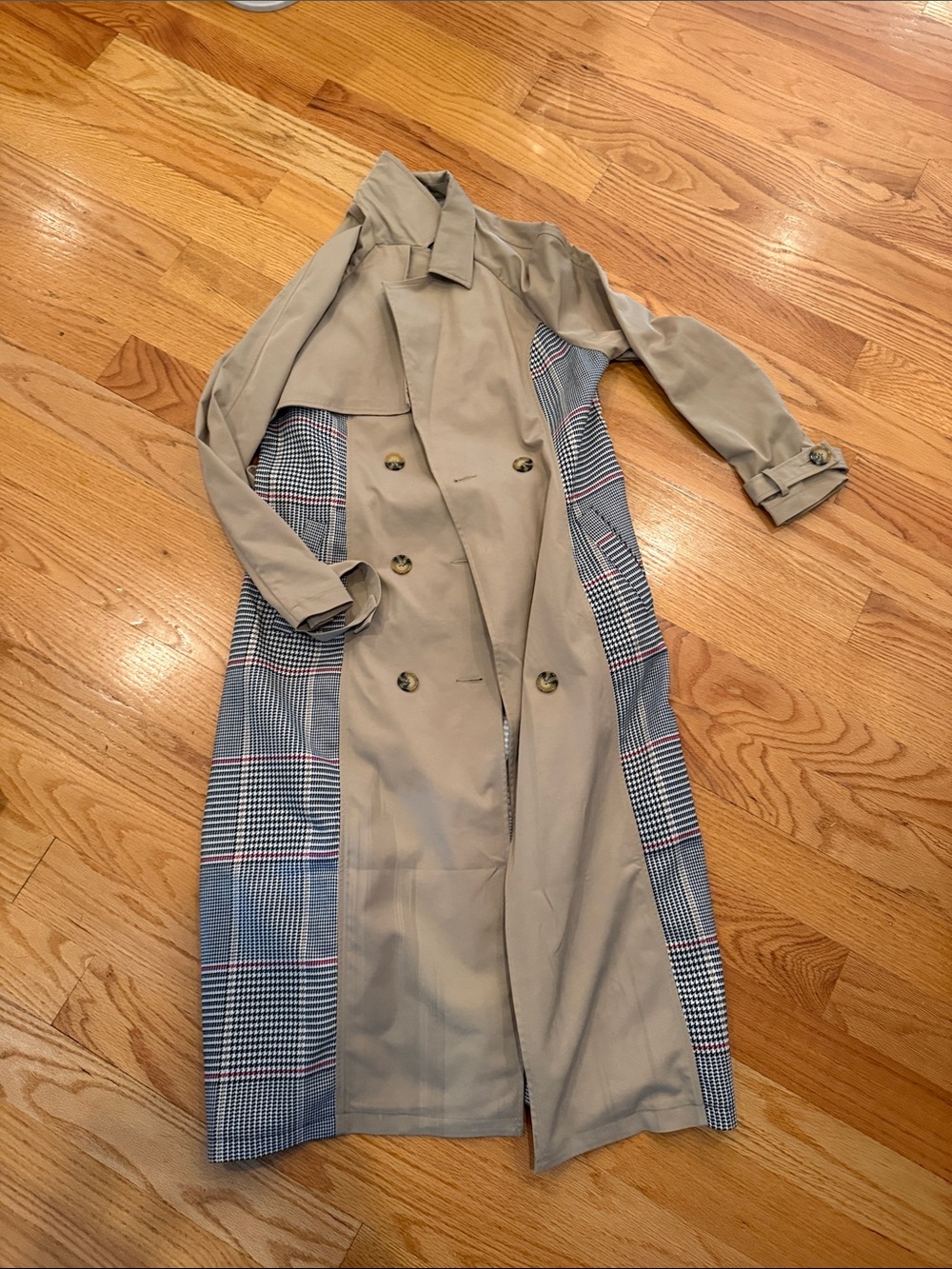 Bloomingdale’s “Glamorous” brand mixed media trench coat